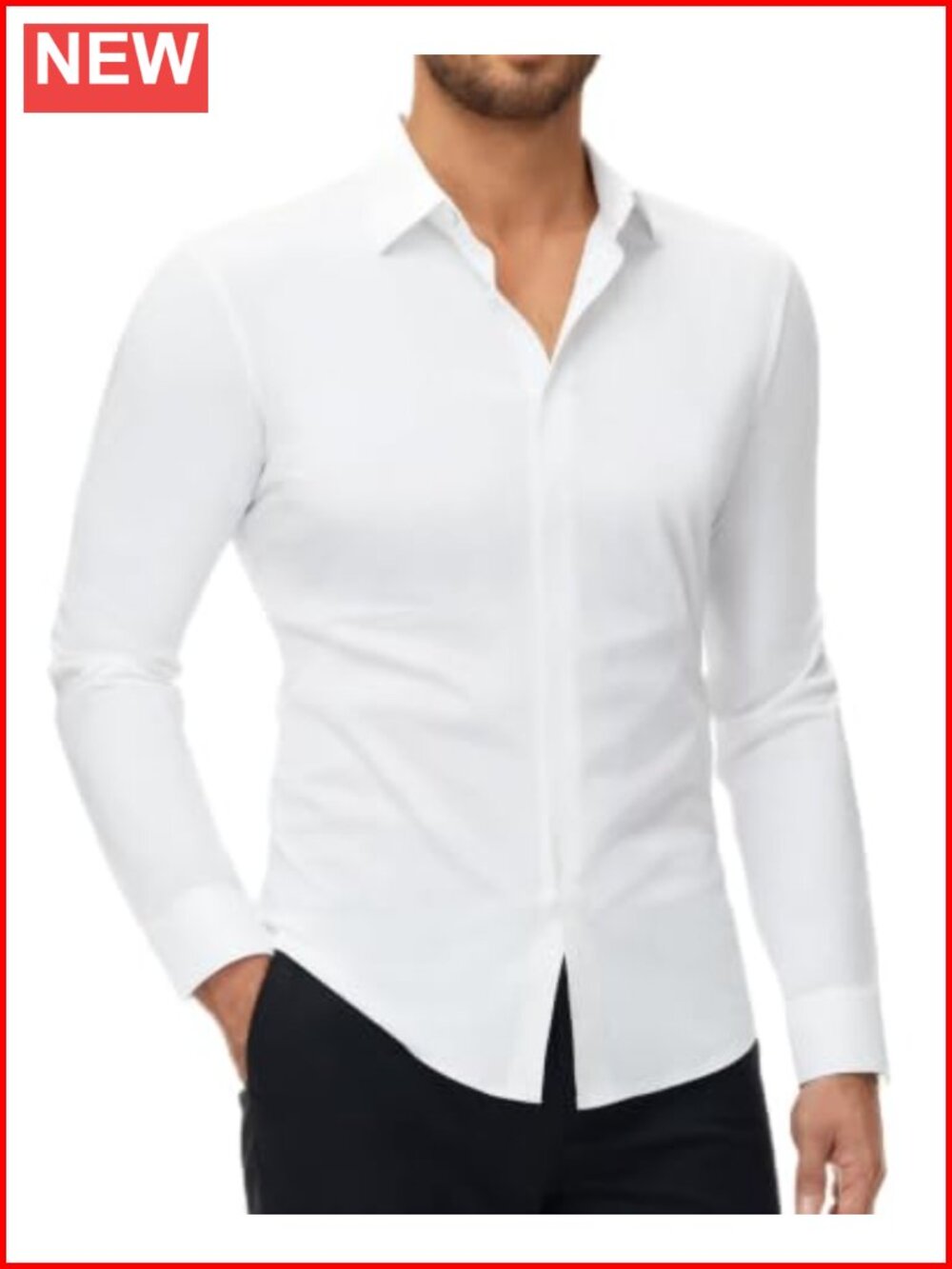 Mens Long Sleeve Slim Fit Wrinkle Free Button Down Dress Shirt